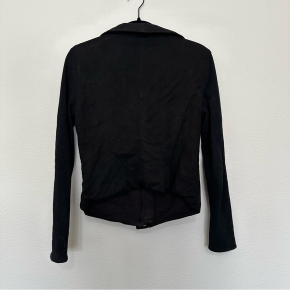 Blank nyc asymmetrical zip moto style reversible jacket black faux suede jersey - Picture 4 of 5